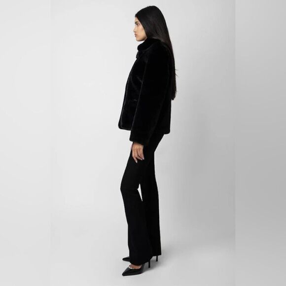 ZADIG & VOLTAIRE jacket BLACK FAUX MINK FUR COAT. Freeze color NWT. M/L - Picture 2 of 15